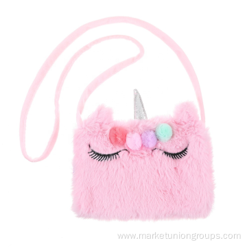 2021 Custom Portable Unisex Unicorn 3D Design Plush Mini Shoulder Bags